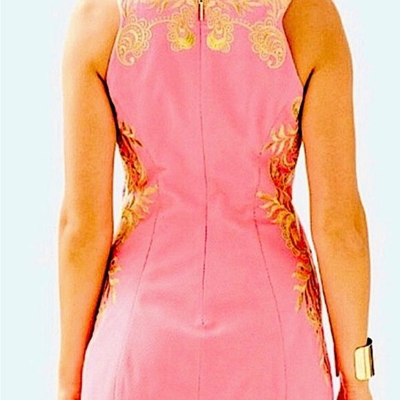 Lily Pulitzer Tina Embroidered Stretch Shift Dress in Coral Sunset size 10 - Picture 3 of 9